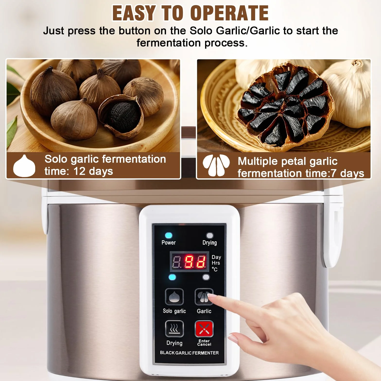 YUCHENGTECH 6L Schwarzer Knoblauch Fermenter Automatische Schwarzer Knoblauch Maker Intelligenter Knoblauch Fermenter Knoblauchkocher mit Zeit- und Temperaturkontrolle/Unabhängige Trocknungssteuerun