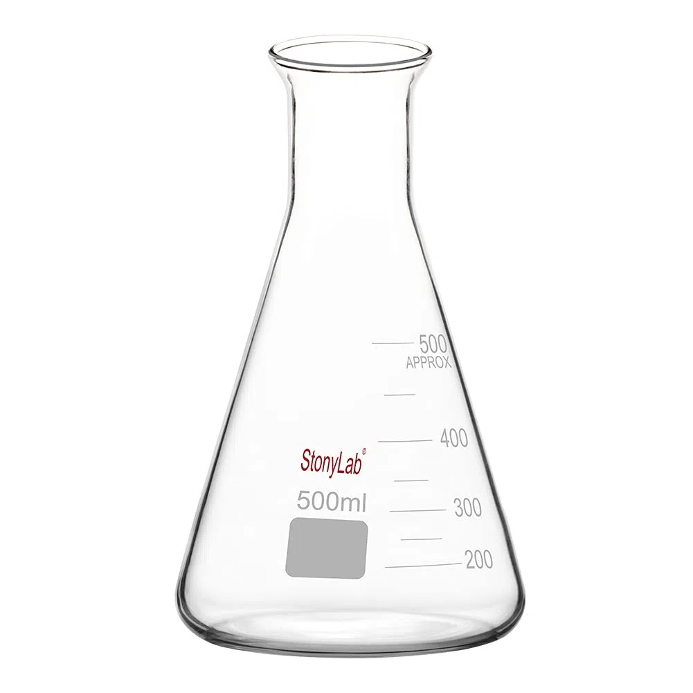 stonylab Weithals Erlenmeyerkolben aus Glas, 500 ml Erlenmeyerkolben aus Borosilikatglas mit Robustem Rand, 1 Packung