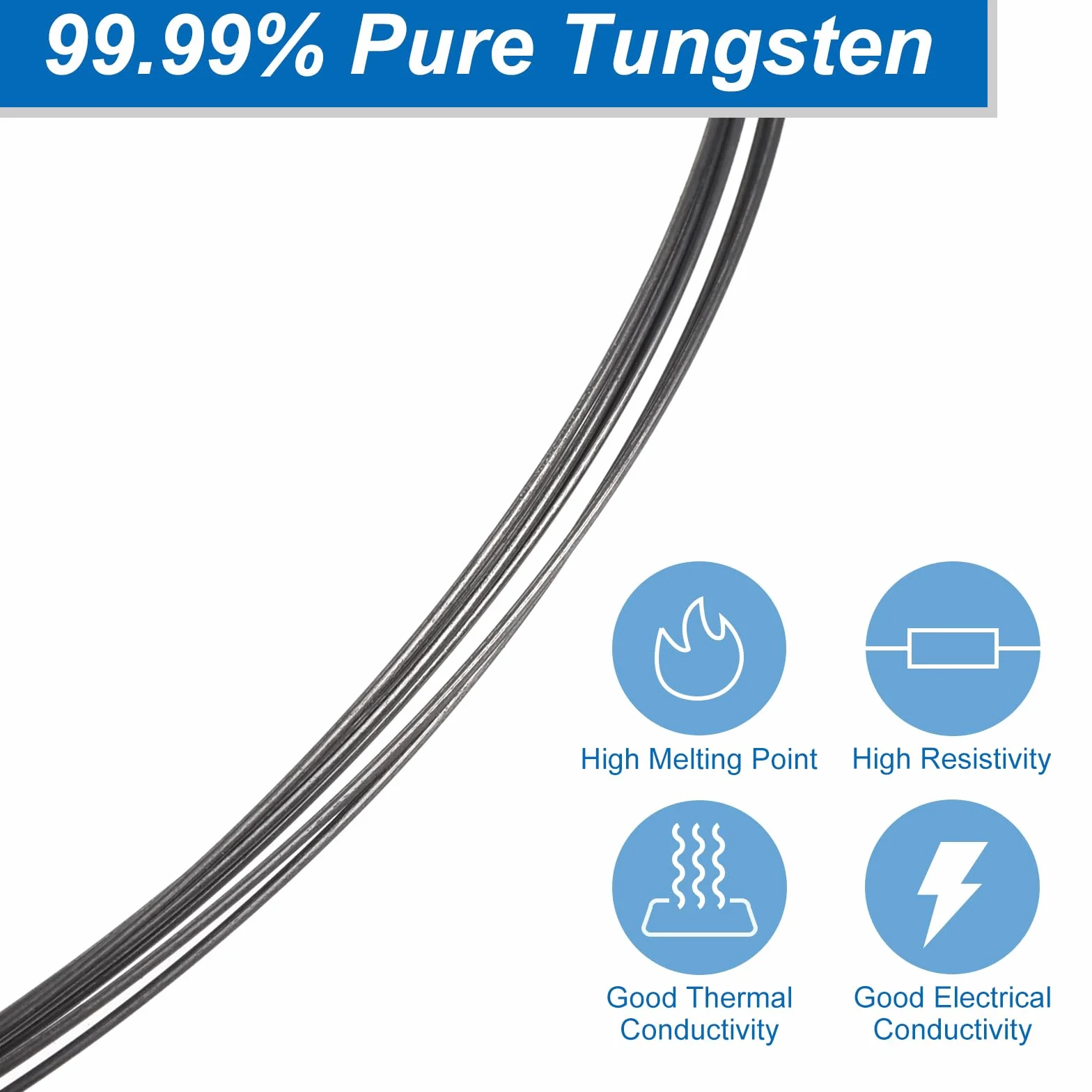QUARKZMAN Wolframdraht 99.99% Hochreiner Wolframdraht 0.5mm Durchmesser x 5 Meter Länge Wolframfaden Metallspule Für Glühbirnenproduktion Elektronikindustrie