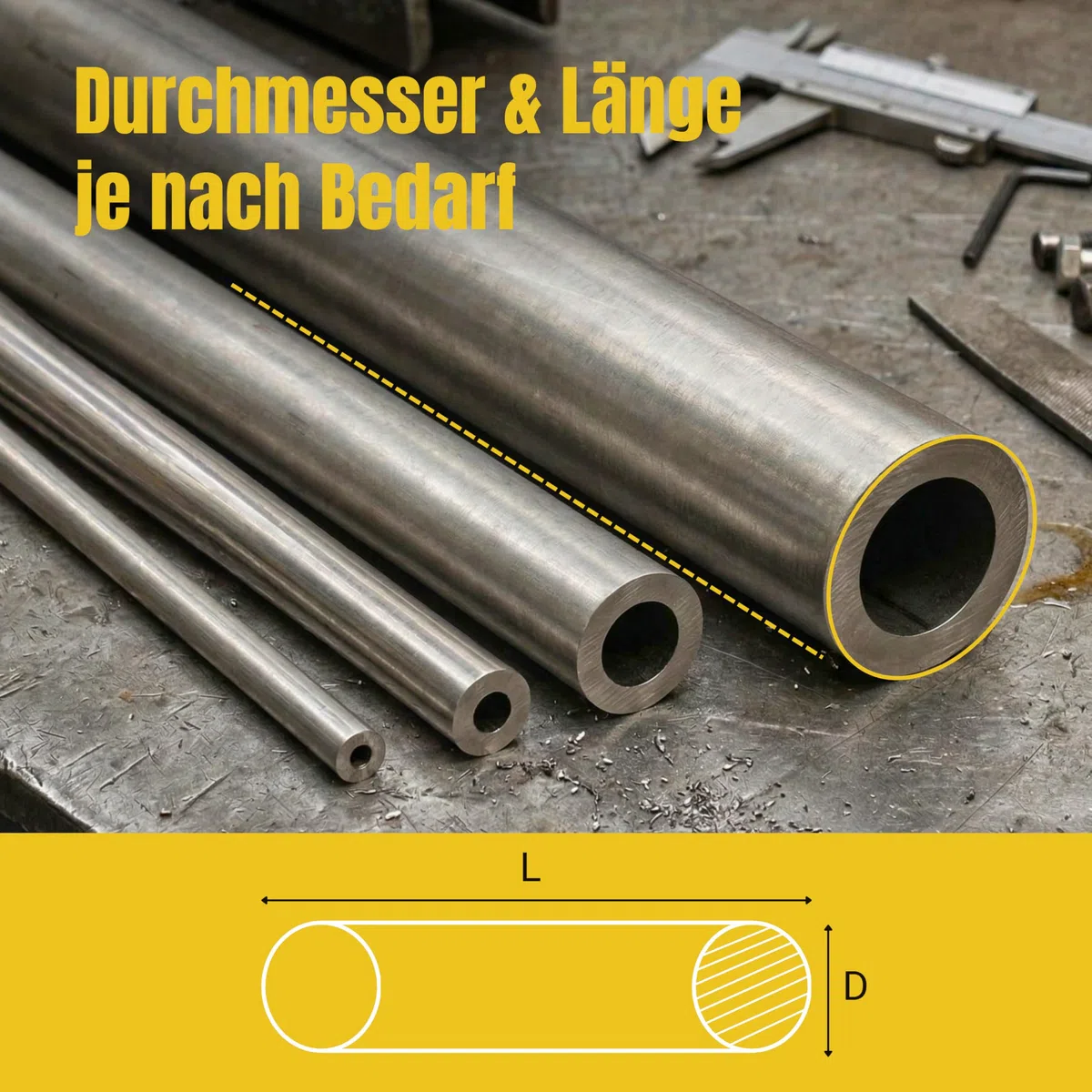 Färber 1.4301 VA Edelstahlrohr nahtlos 20x3mm L=500mm Rundrohr