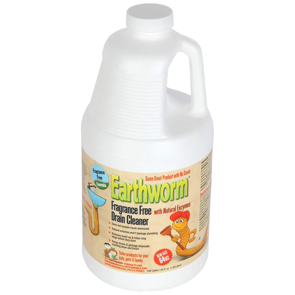 Earthworm Drain Cleaner - Drain Deodorizer - Natural and Family-Safe - 64 fl oz by Earthworm