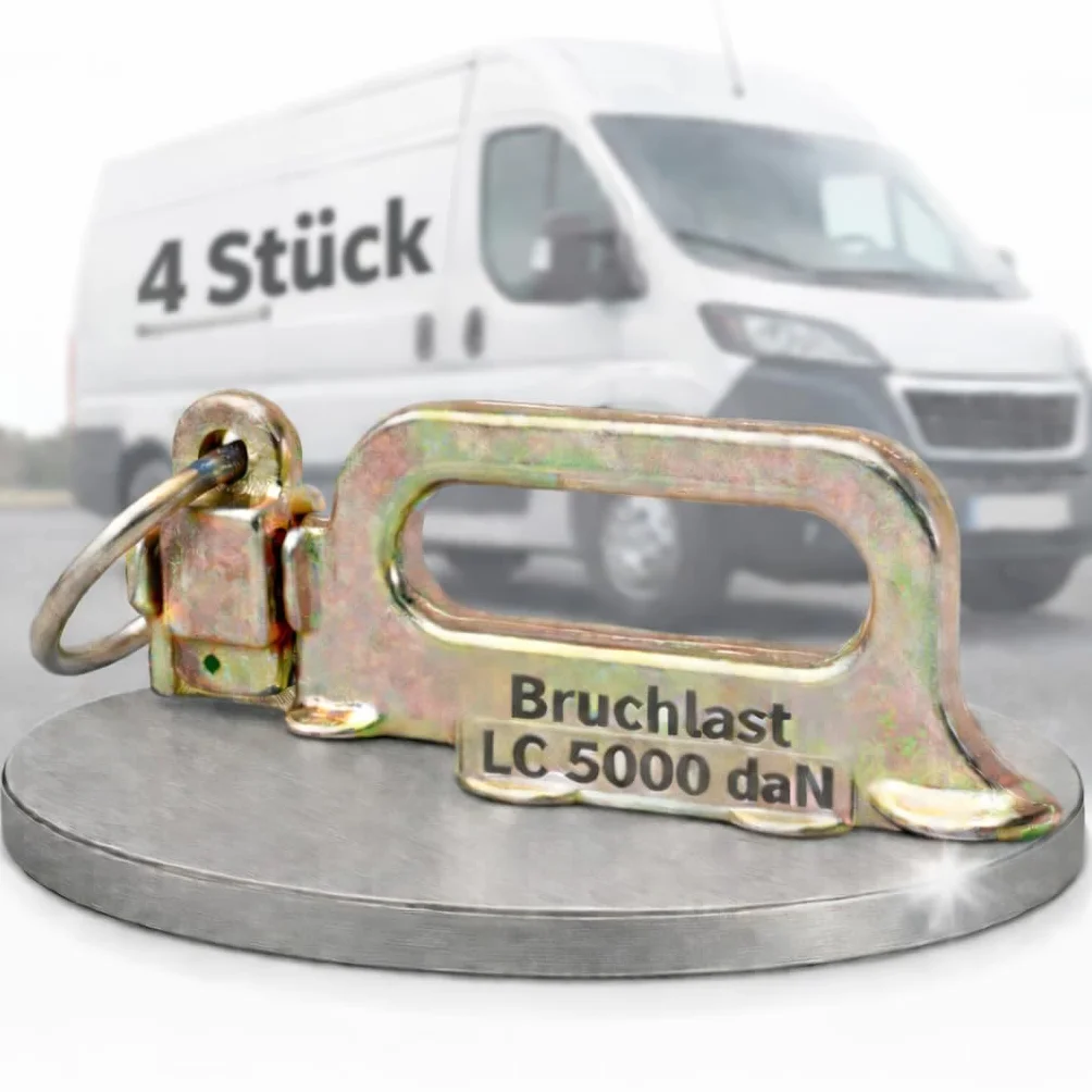 NTG Vierfach Fitting – Robustes Airlineschiene Fitting mit 5000 daN – verzinkter Endbeschlag für Zurrschiene – belastbarer Airlineschiene Zubehör zur Ladungssicherung – 4 Stuck