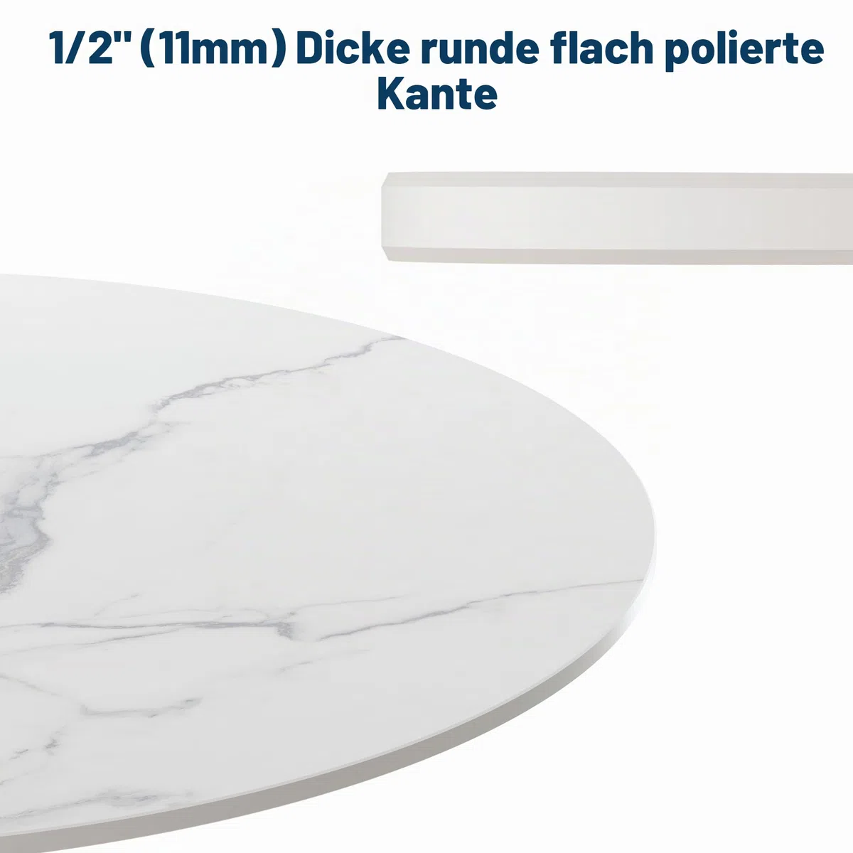 ZL ZELing Runde Tischplatte aus gesintertem Stein, 60 cm, Ersatztischplatte für drinnen und draußen, hitze- und kratzfest, wasserdicht, Keramik, DIY-Desktop, Terrasse, Balkon, Bistro, Café und