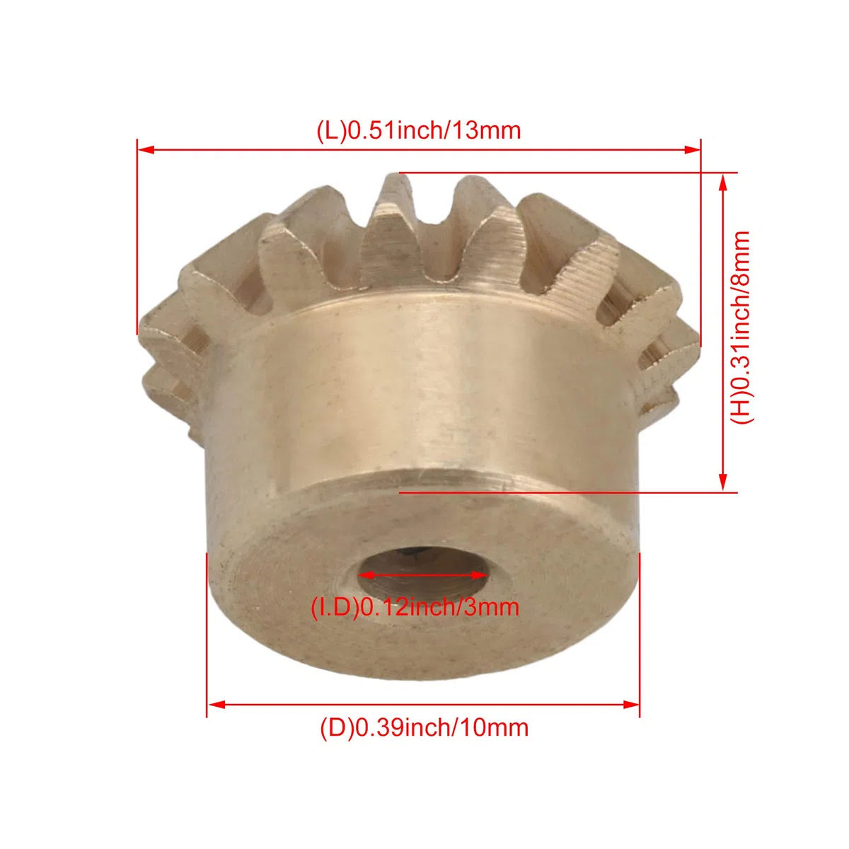 Kegelradgetriebe 0,8 Modul 15T mit 3 mm Loch für Hardware mechanische Rotation 6 Stück
