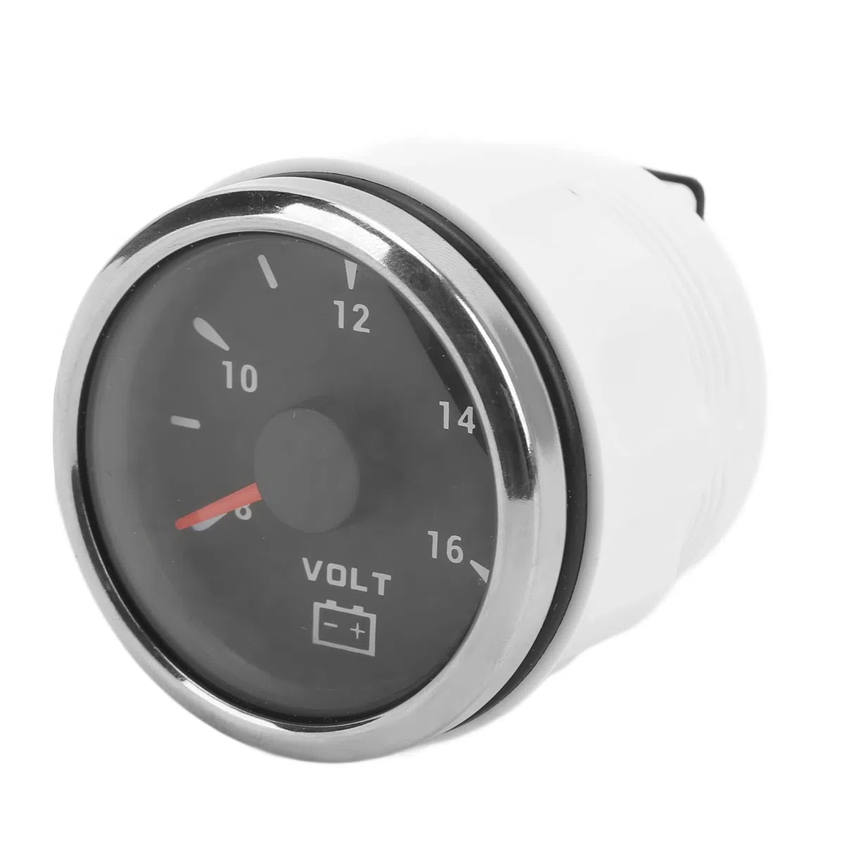 marine Voltmeter Messgerät, 52mm Spannungsmesser 8-16V Zeiger Wasserdichtes Bootsspannungsmesser mit 7 Farben Hintergrundbeleuchtung für Boot RV Auto(Schwarz)
