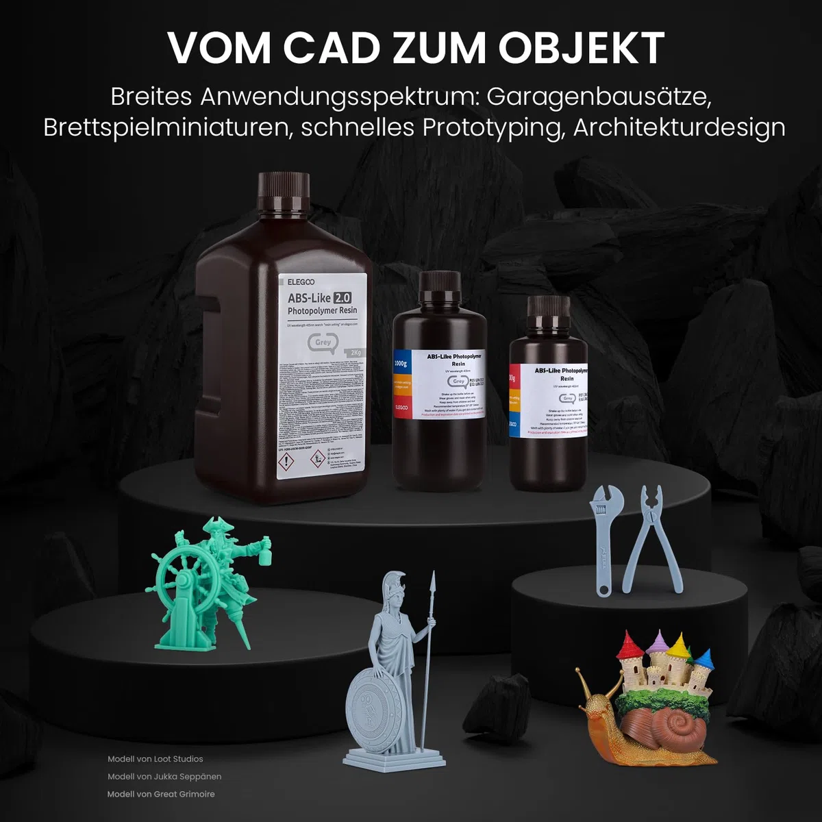 ELEGOO ABS-Like 3D Drucker Resin 2.0 405nm UV-härtendes Photopolymer Harz für LCD 3D Drucker Grau 1000g