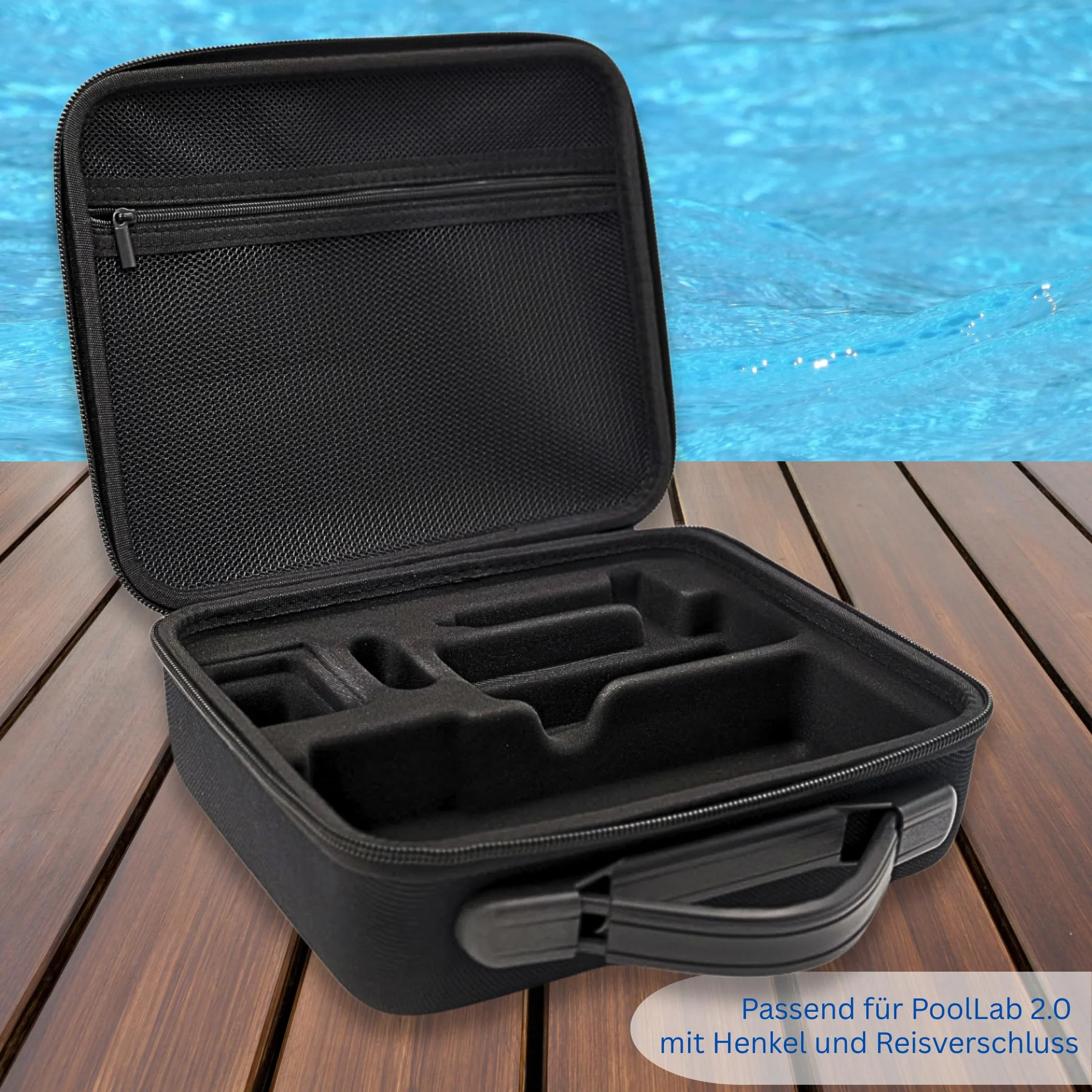 MediMuc Aufbewahrungskoffer für PoolLAB 2.0, Original Zubehör, praktische Transporttasche mit viel Platz für das Gerät, Zubehör und Reagenzien, spritzwaaserfest, 25,0 x 20,5 x 8,5cm