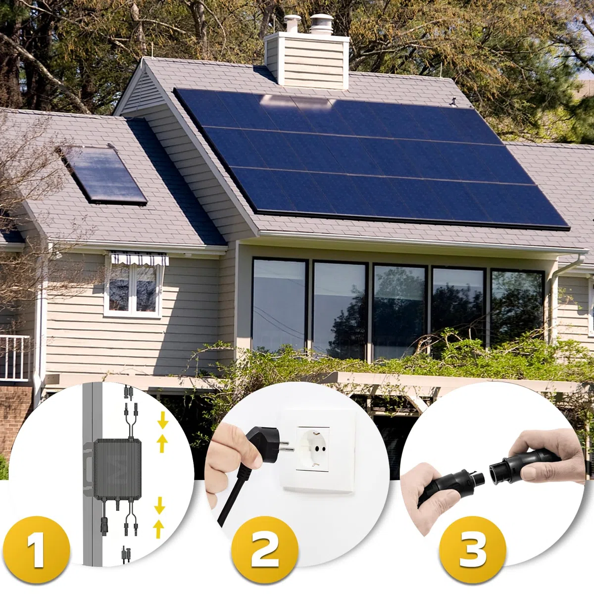 SUNNIVA 2000W Balkonkraftwerk BIFAZIAL FULLBLACK komplett Steckdose MARSTEK 800W Wechselrichter, PV Solaranlage, 4x 500W Glas Solarmodule, inkl. 5m Kabel, Bluetooth WIFI, Komplettset