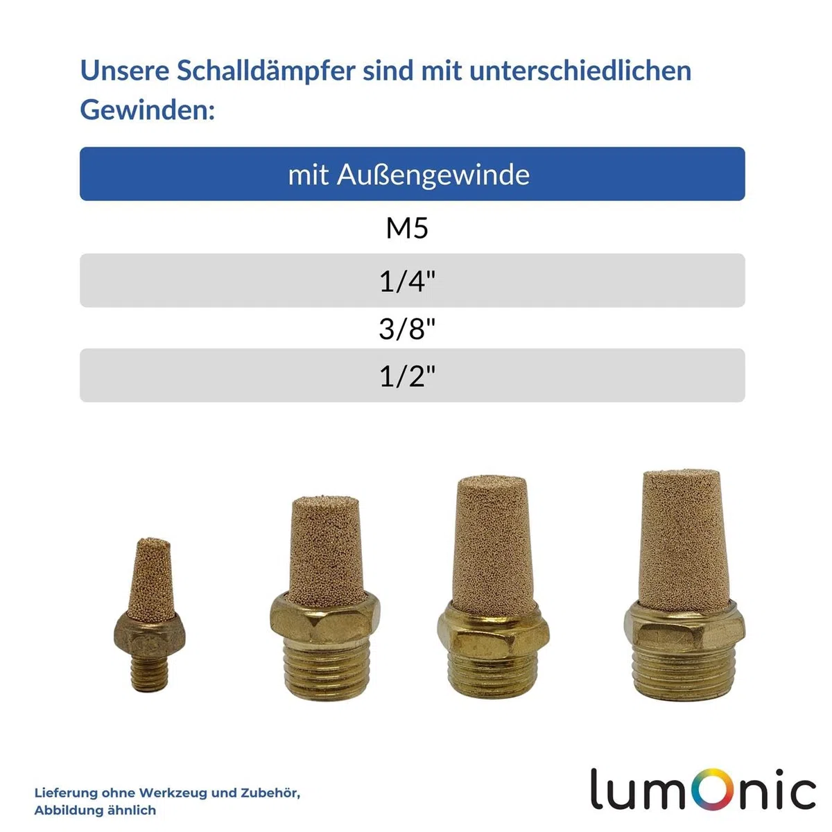 Lumonic 10x I PU Schlauch Schalldämpfer mit Gewinde I 1/4" I Luftschalldämpfer I pneumatischer Schalldämpfer I Druckluft-Schalldämpfer I Druckluft & Automatisierung