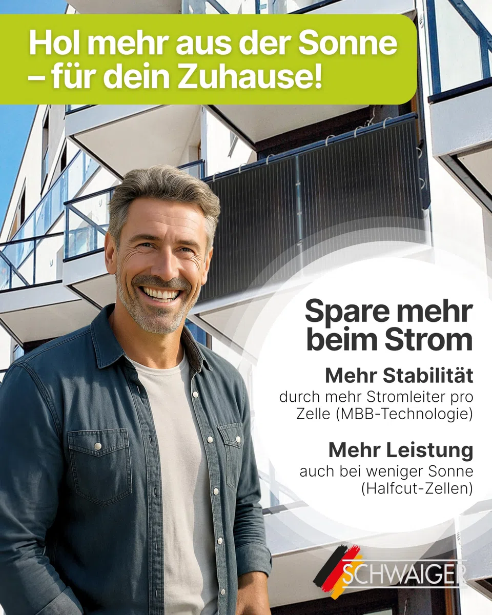 Slim-Line Modul 4er Set mit Wechselrichter Balkonkraftwerk Komplettset PV-Anlage Solaranlage