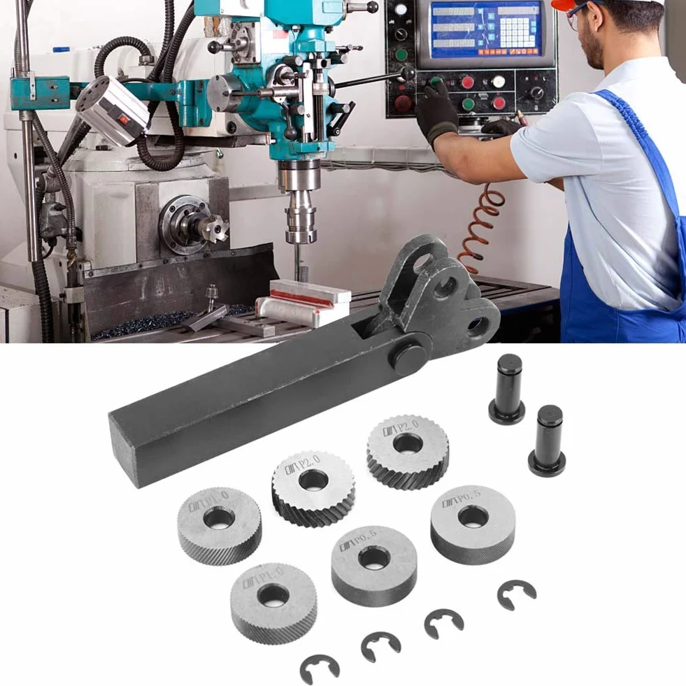 Rändelwerkzeug 7 Stücke Schwarz Stahl Rändel 0,5/1/2mm Diagonale Dual Linear Rad Für Bearbeitungsmaschine Oberflächenmuster Knurling Tool Set Präzisionswerkzeuge Für Metallbearbeitung