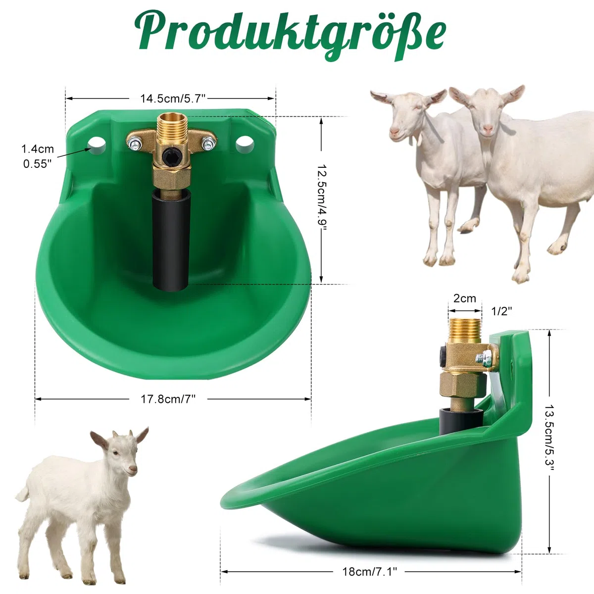 2 PCS Automatische Tränkebecken für Schafe, ViehträNken mit Abflusslöchern, Automatische Wasserversorgung für Pferde, Rinder, Schafe, Schweine und Hunde, WeideträNken, Grün