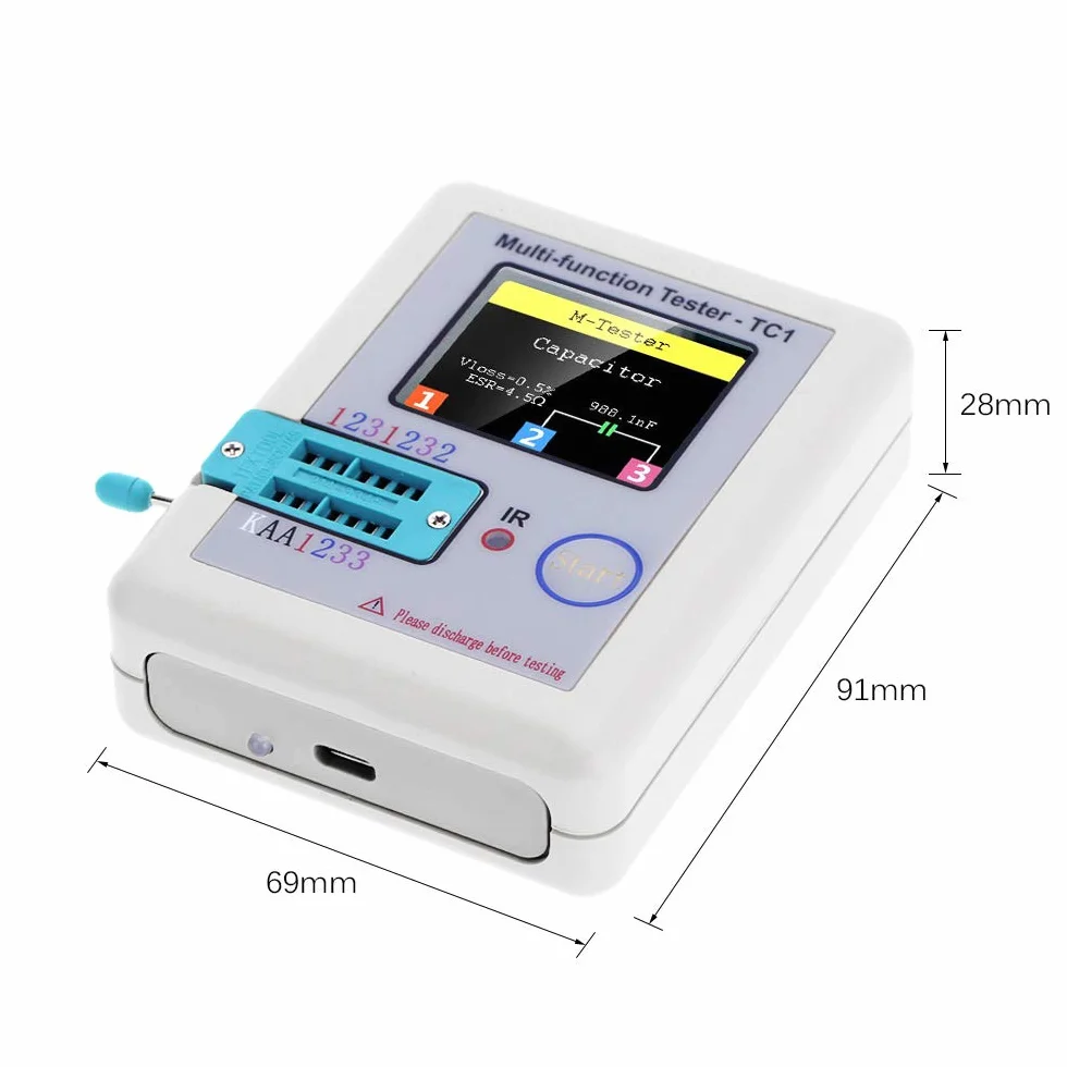 Hancaner Transistor Tester mit TFT Hintergrundbeleuchtung Farbe Anzeige Didoe Triode Kapazitiv Widerstand Detektor Induktivität MOSFET NPN PNP