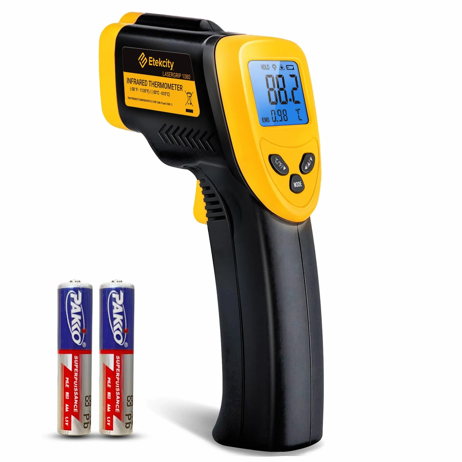 Etekcity Infrarot Thermometer -50 bis +610°C, Digital IR Pyrometer berührungslos Temperaturmessgerät, LCD Beleuchtung (Nicht für Menschen) für Kochen/Pizza Oven/Gefrierschrank/Industrie