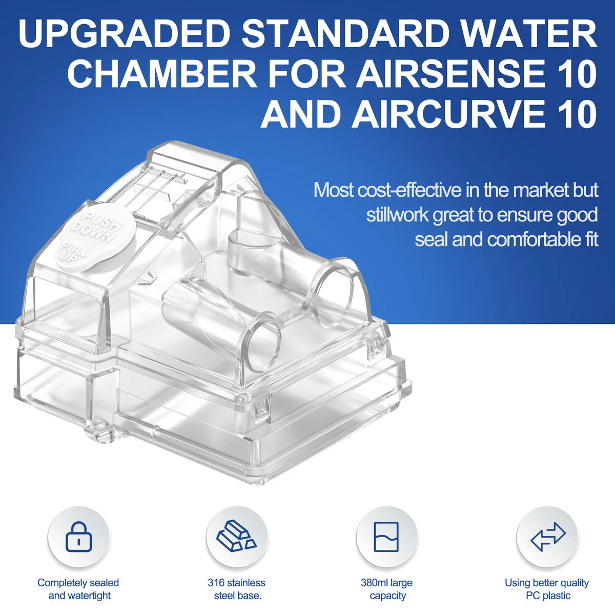 Ersatz-Wasserkammer für AirSense 10, Wassertank für aircurve 10 mit Einfüllöffnungen, Hochwertiges CPAP Zubehör von BlessEase