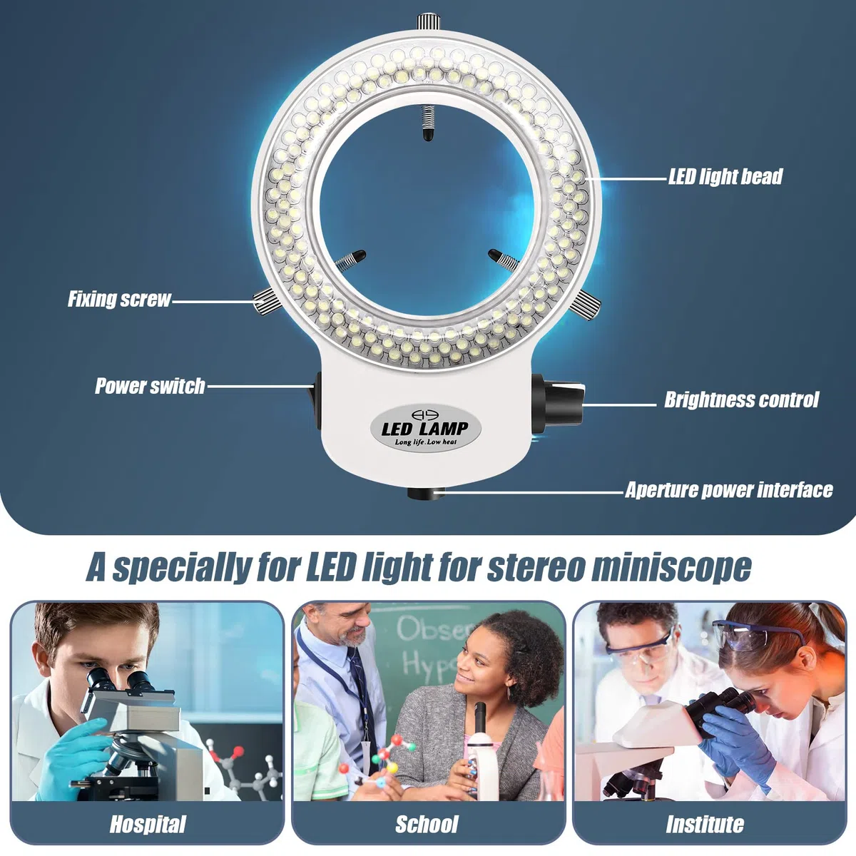 144LEDs Ringlicht Ringleuchte Fuer Mikroskop Microscope Lampe Licht 6000K 0-100% Einstellbar