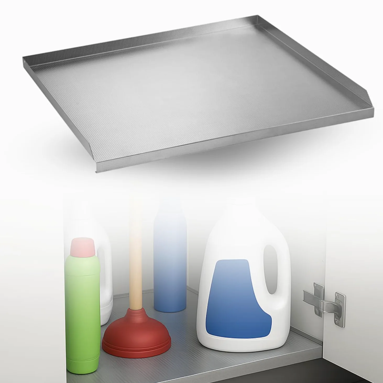 Evotrade Aluminium-Schutz für Küchenunterschrank – Untertischplatte mit Aufkantung, wählbare Maße 562/862 / 1162 mm (562 x 530 mm)