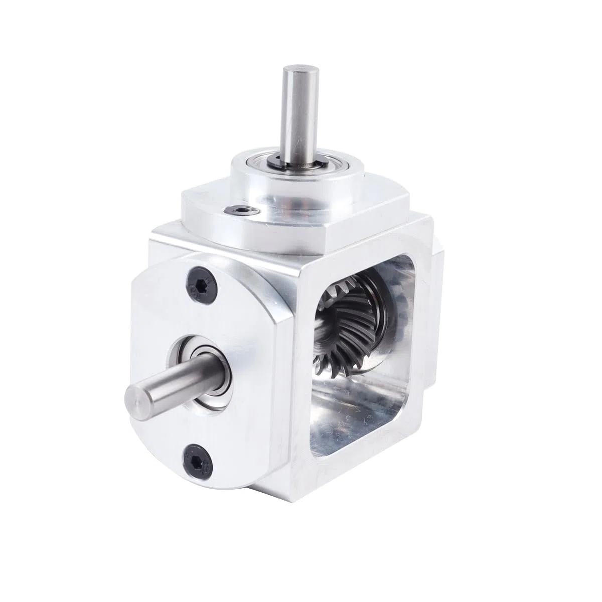 Qury Rechtwinkliges Getriebe, 1: 1 Vordere Doppelabtriebswelle, Aluminiumrahmen Einfaches Mechanisches DIY-Modul Mit 6mm Welle