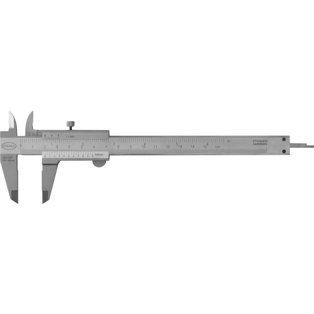 STEINLE 1102 Taschen Messschieber 150 mm mit Feststellschraube, Ablesung: 0,05 mm DIN862 - inkl. Gewindetabelle
