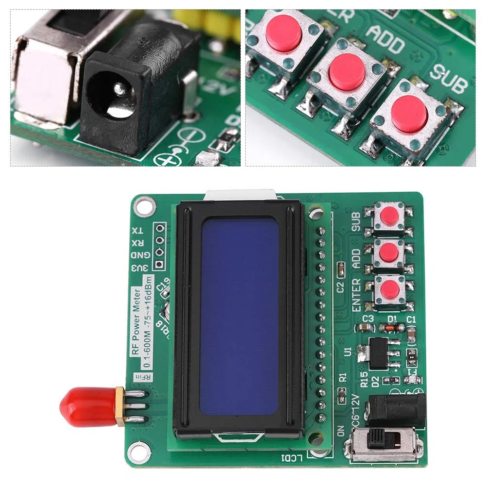 Naroote HF-Leistungsmesser, LCD, Digital, -75 Bis +16 DBm, 1–600 MHz, Frequenzdämpfungswert für Elektronik-Enthusiasten