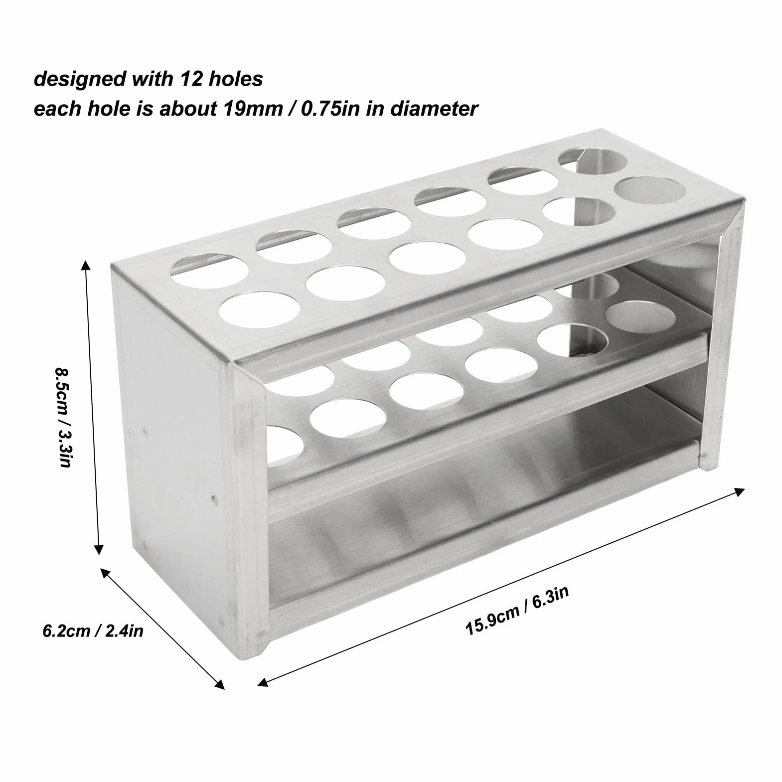 Spritzenhalter, Metall -Referenzrohrregal, Abnehmbare Zentrifugenrohre Rack, 12 Löcher 0,75 Zoll Starke 3 -Stufe Edelstahlrohrhalter für Wissenschaftliche Experiment der