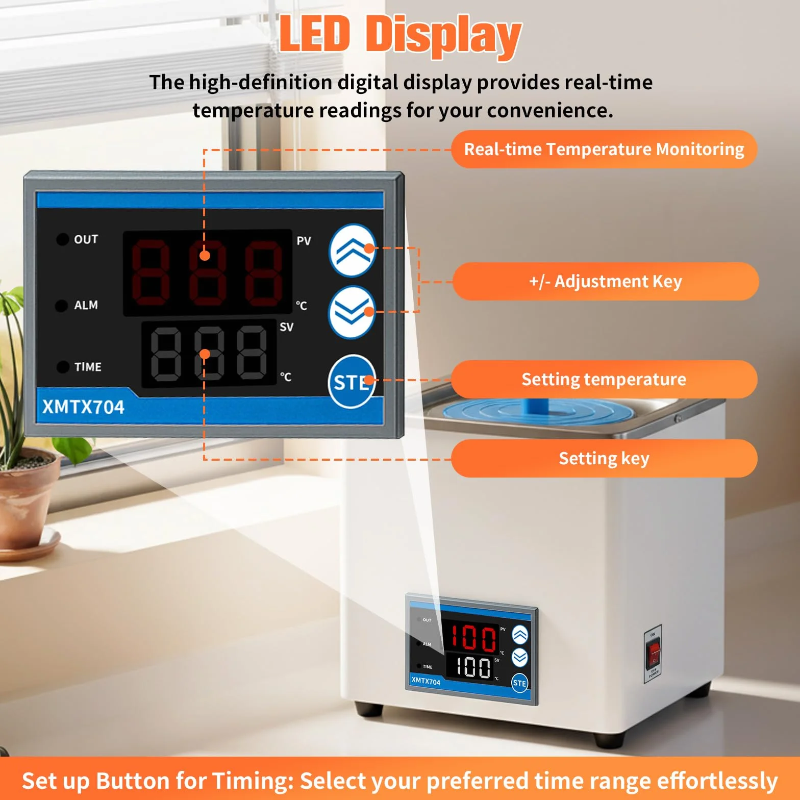 300W Digitales Labor Wasserbad – Laborwasserbad mit Edelstahl-Innenbehälter und Rundum-Heizung, Wasserbad Topf mit Timerfunktion und Wasserlos-Schutz für Labor und Forschung