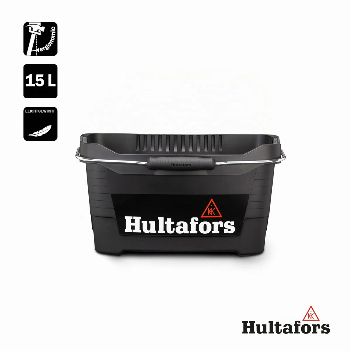 Hultafors Werkzeugeimer 15 Liter I I Hält bis zu 100kg I Ergonomisch geformter ultrastabiler Baueimer I Made in Sweden I 590101
