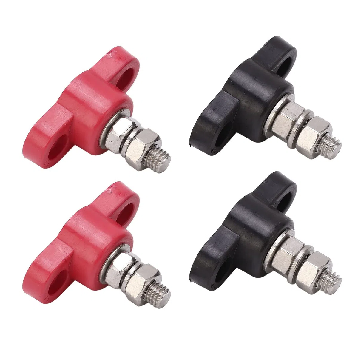 4 Stück Anschlussbolzen, 12V 24V Stromverteilerblock Batterieklemmenblöcke, Batterieverteilerklemmenblock Sammelschienenklemmenverteilerblock für LKWs und Wohnmobile