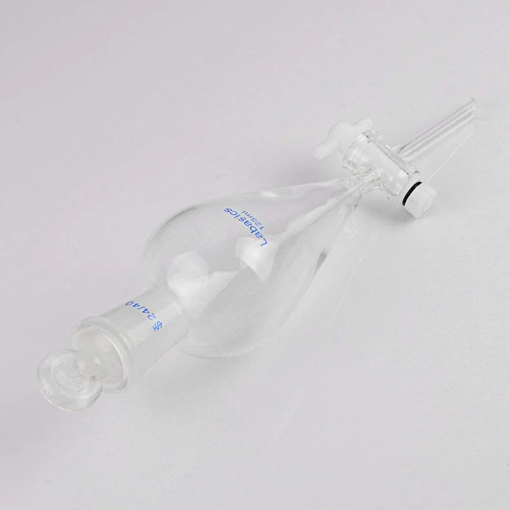 Labasics 125ml Borosilikatglas Konischer Scheidetrichter mit PTFE-Absperrhahn, Separatory Funnel