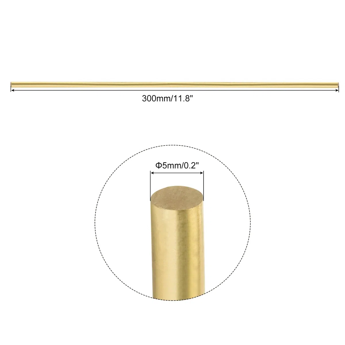 QUARKZMAN 10 Stück Messingstangen 5mm x 300mm Messing Vollmaterial Rundstab für Messergriffe Pin DIY Handwerk Modellflugzeug