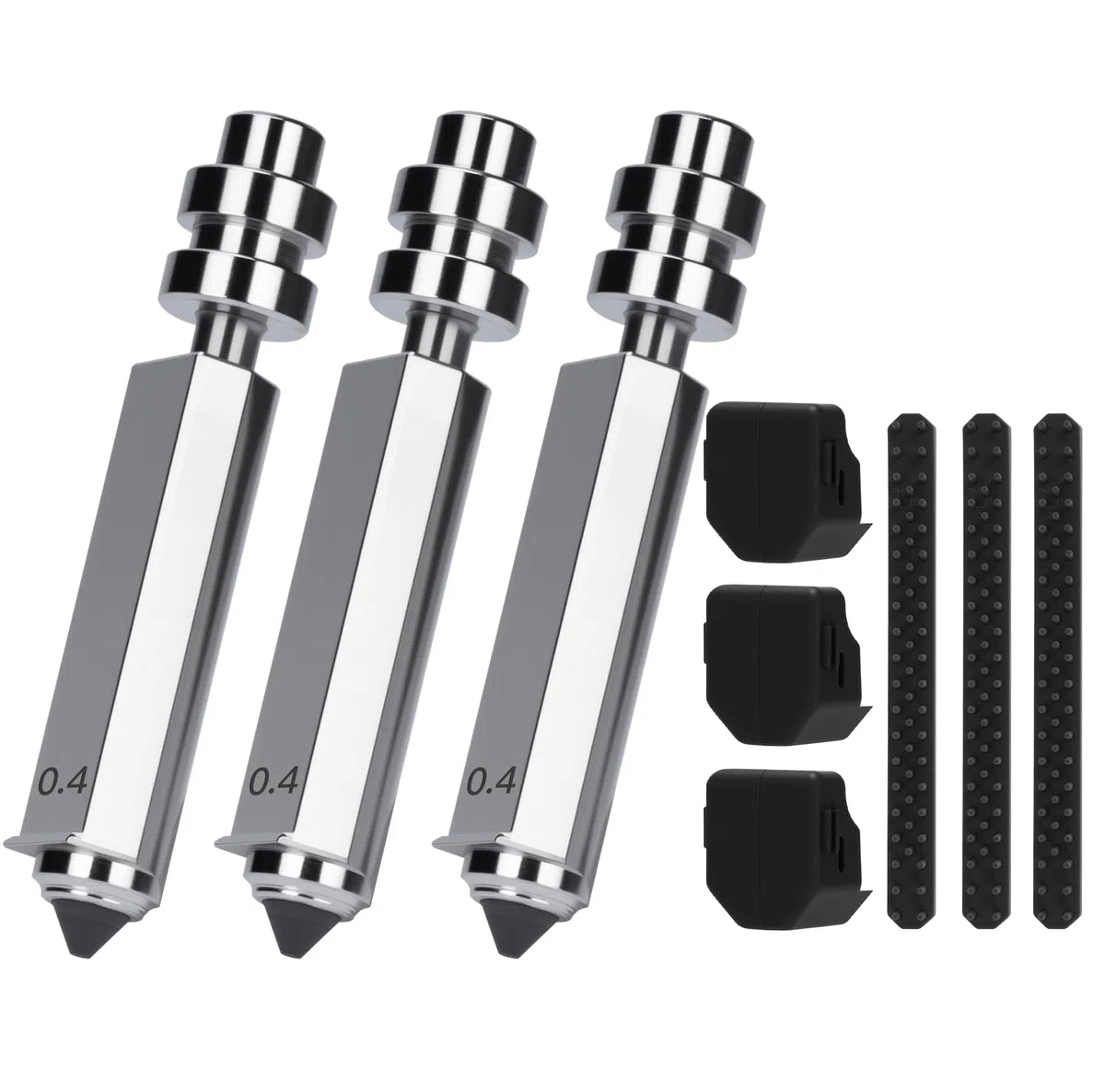 3PCS Kobra X/Kobra 4 Combo Quick-Swap 0.4mm Gehärtetem Stahl Düse, Hotend-Kit für Druckköpfe mit Silikonabdeckung und Düsenwischer, Compatible with Anycubic Kobra X/4 Combo 3D Drucker