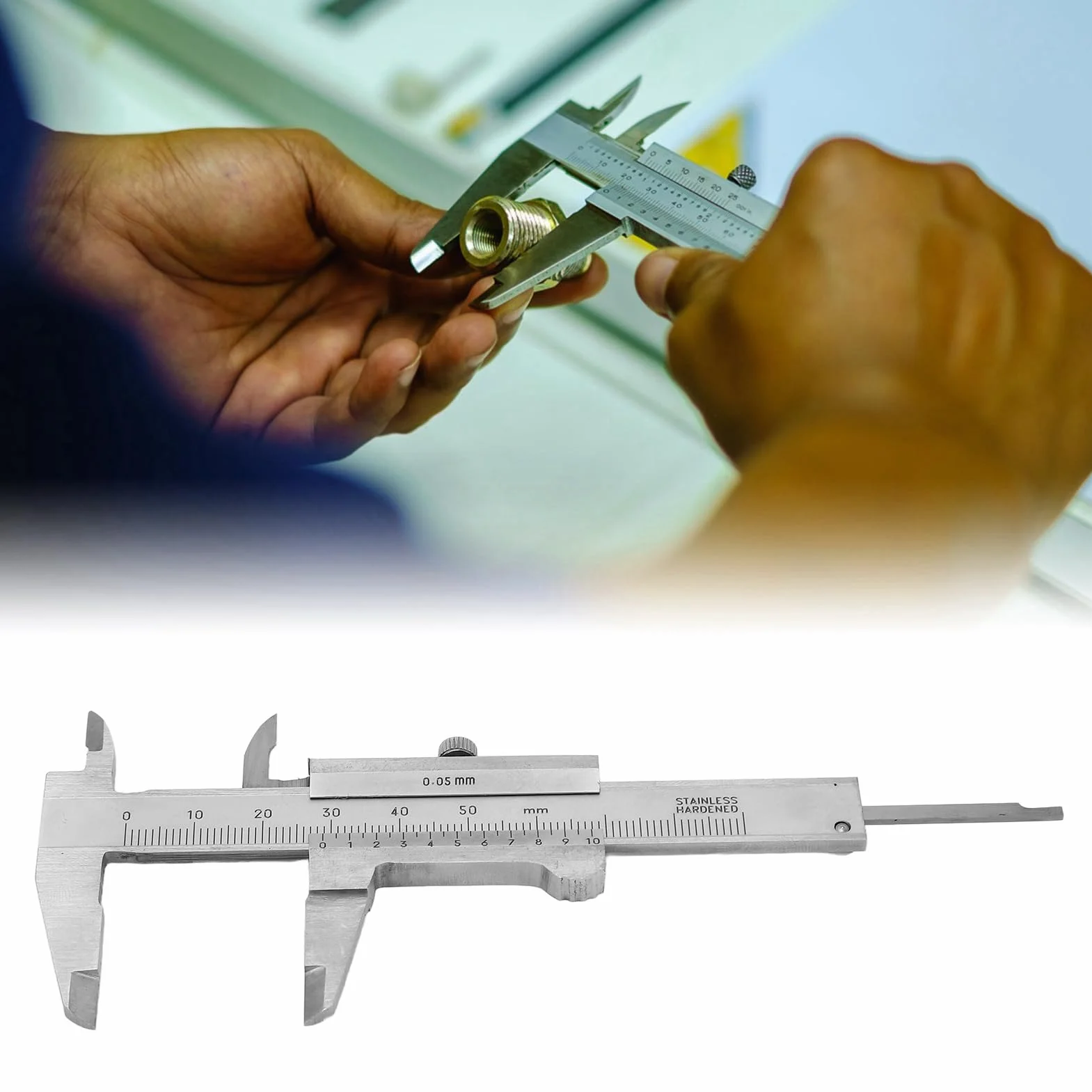 Mini Edelstahl Tragbar Schieblehre, 0-50 mm Präzisions-Messschieber Analog, Kleins Caliper Anreißmessschieber, für Heimwerker Haushalt Schmuck Münzen Edelsteine Antikes Messschieber