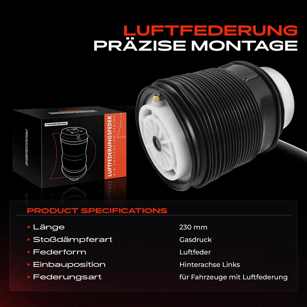 Frankberg Luftfederung Luftfeder Hinterachse Links Kompatibel mit CLS C218 2011-2017 CLS Shooting Brake X218 2012-2017 E-Klasse W212 2009-2016 E-Klasse T-Model S212 2009-2016 Replace# 2123204325