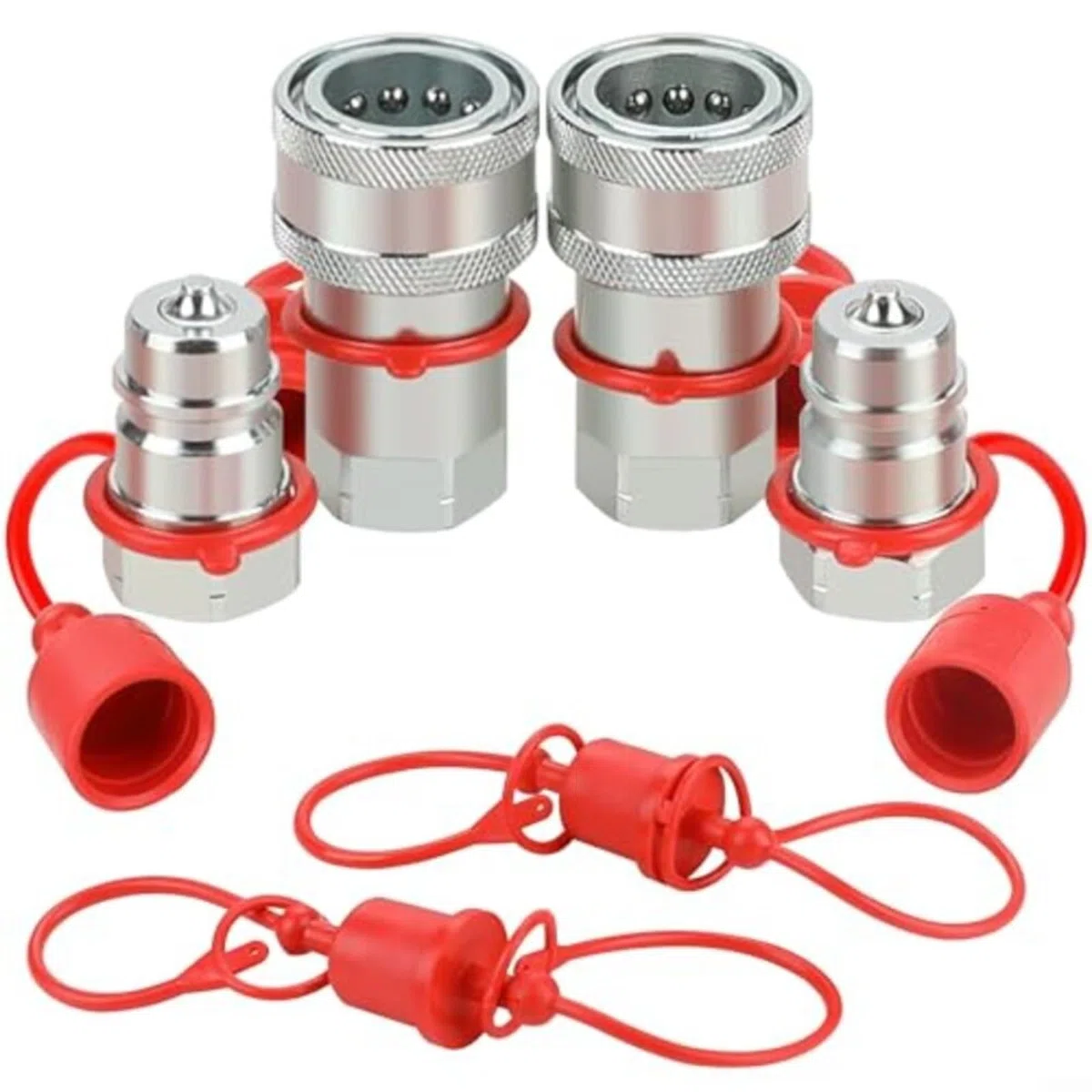 ISO7241-A Kohlenstoffstahl Hydraulische Schnellkupplung Armaturen Set mit Staubkappe NPT Gewinde 1/2 1/4 3/8 Zoll für Landwirtschaft Bauindustrie (NPT1/2)