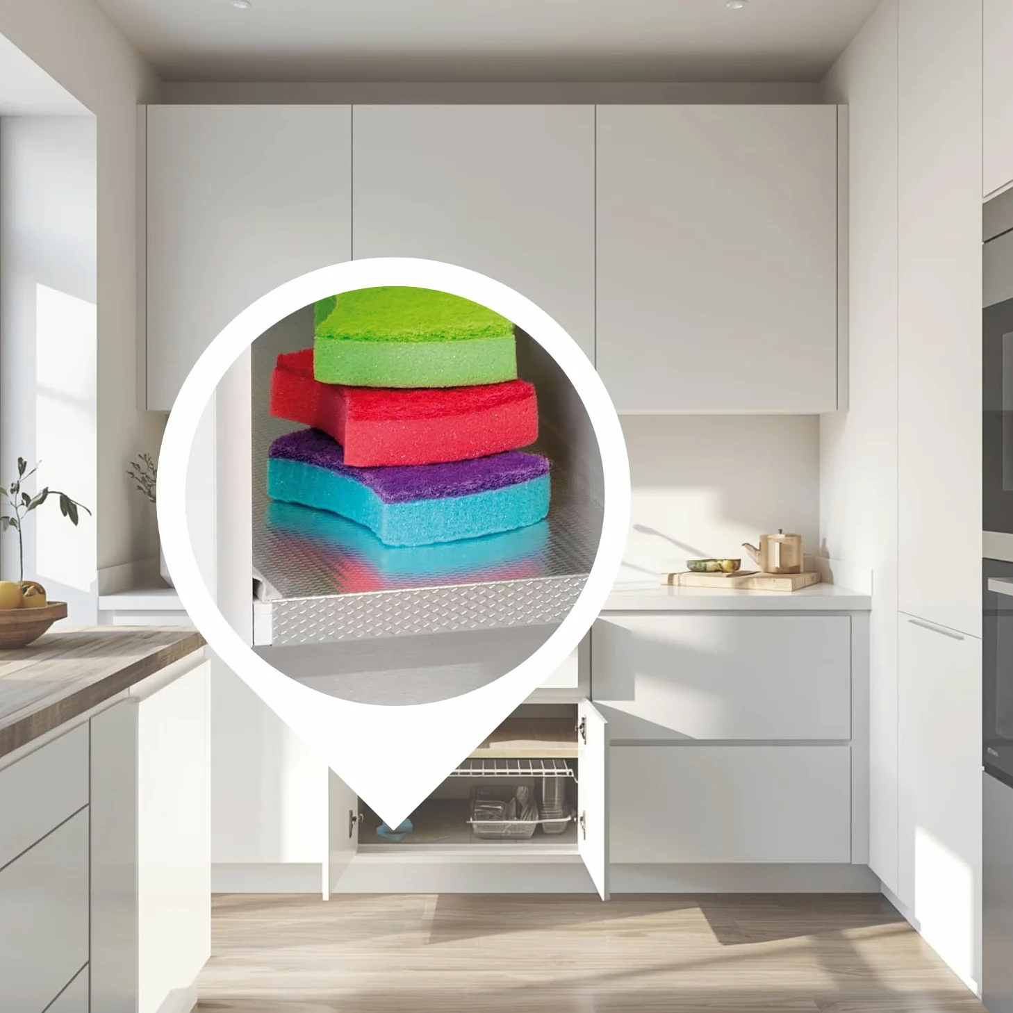 Evotrade Aluminium-Schutz für Küchenunterschrank – Untertischplatte mit Aufkantung, wählbare Maße 562/862 / 1162 mm (562 x 530 mm)
