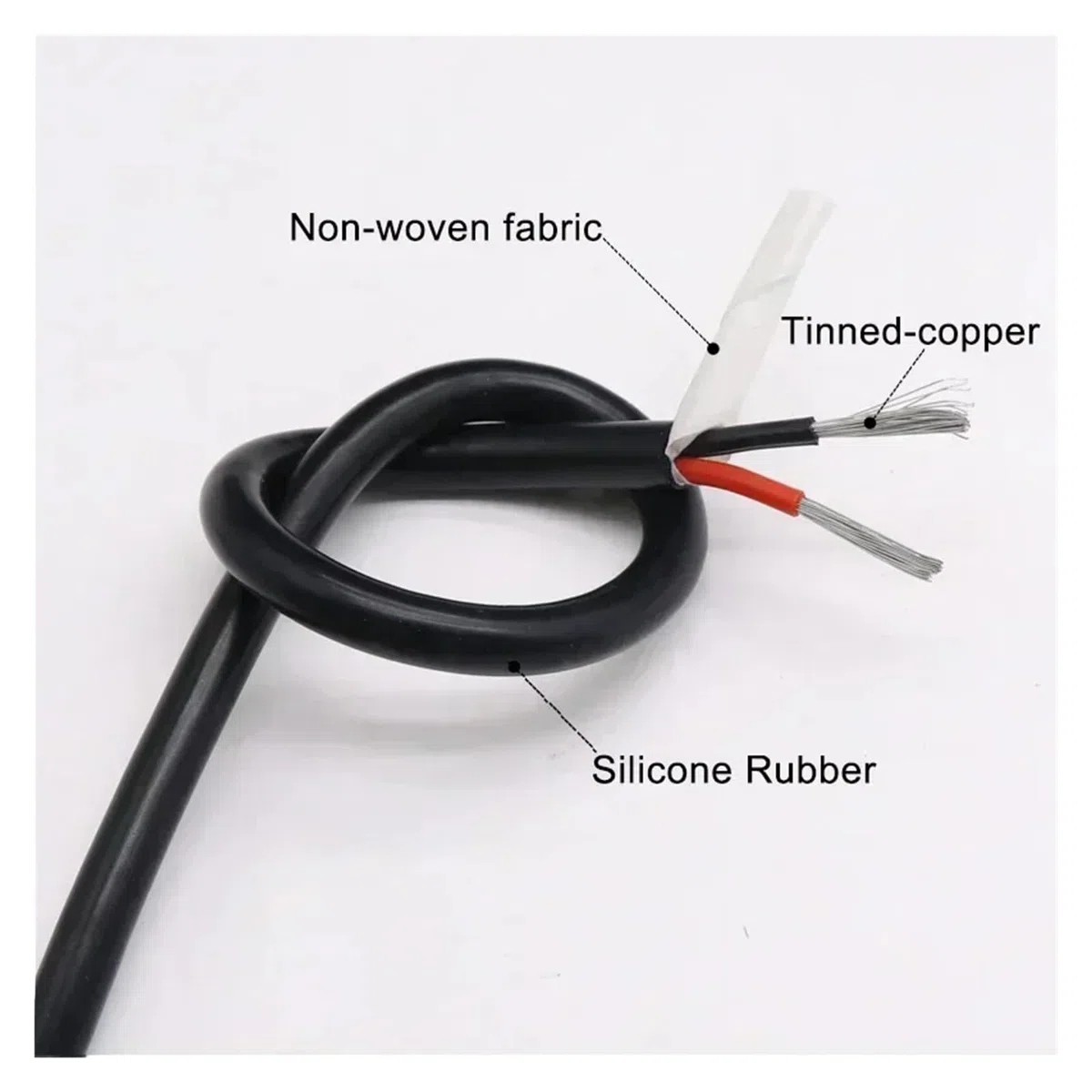 1-10 m schwarzes, flexibles Silikonkabel, quadratisch, 0,3/0,5/0,75/1/1,5/2/2,5/4/6 mm x 2/3/4/6 Adern, verzinntes Kupfer, Hochtemperaturkabel(0.5mm,2 meters,3 cores)