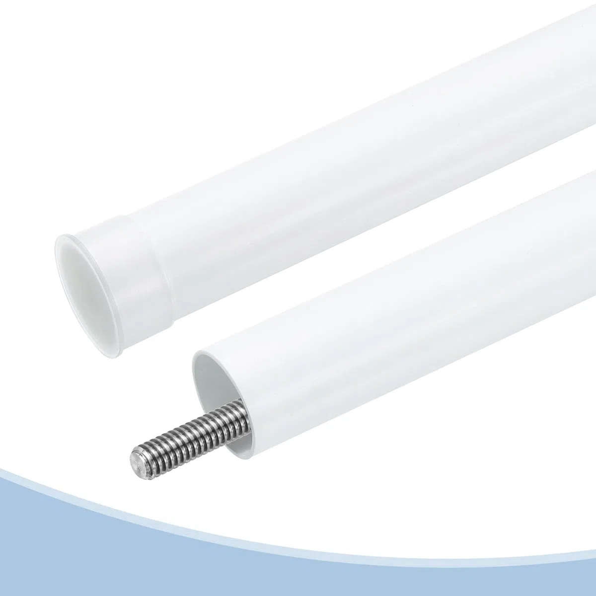 sourcing map 2 Stück 100 mm Tr8X1 Leitschraube mit Messingmuttern (1 mm Teilung, 1 Start, 1 mm Blei), 304 Edelstahl-Schraubleisten-Drucker-Upgrade-Teile mit Kunststoff-Verpackungsrohr, Silber