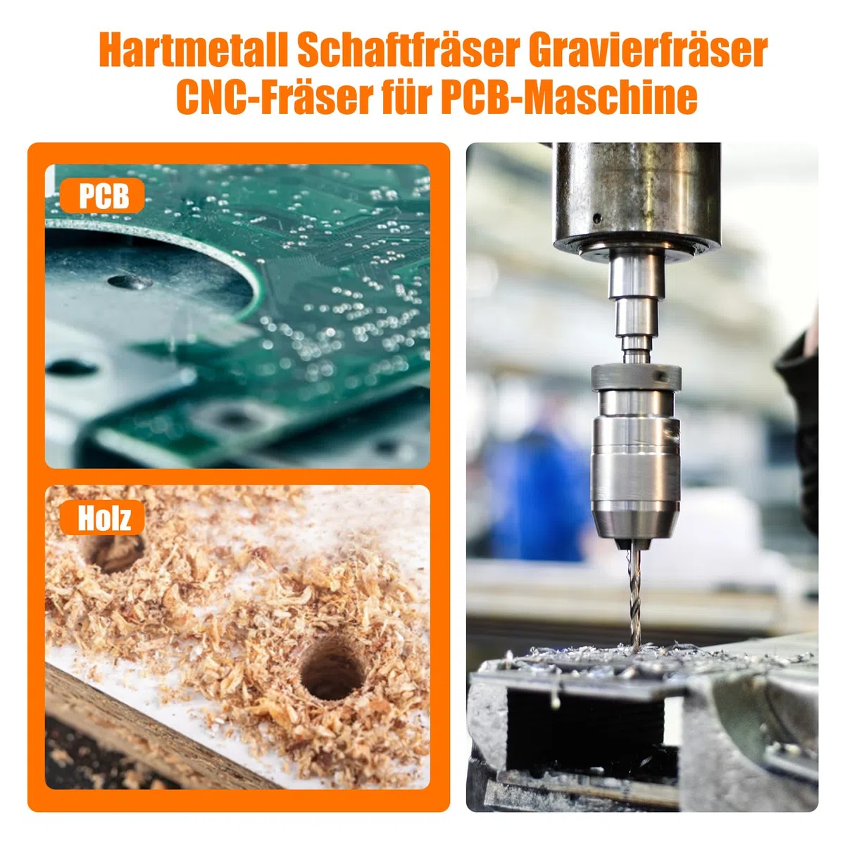 EU_HOZLY 10 Stücke Fräser 3.175mm Hartmetall-Endfräser Gravierbits CNC-Leiterplatten-Maschinen 0.8mm Schneidkanten