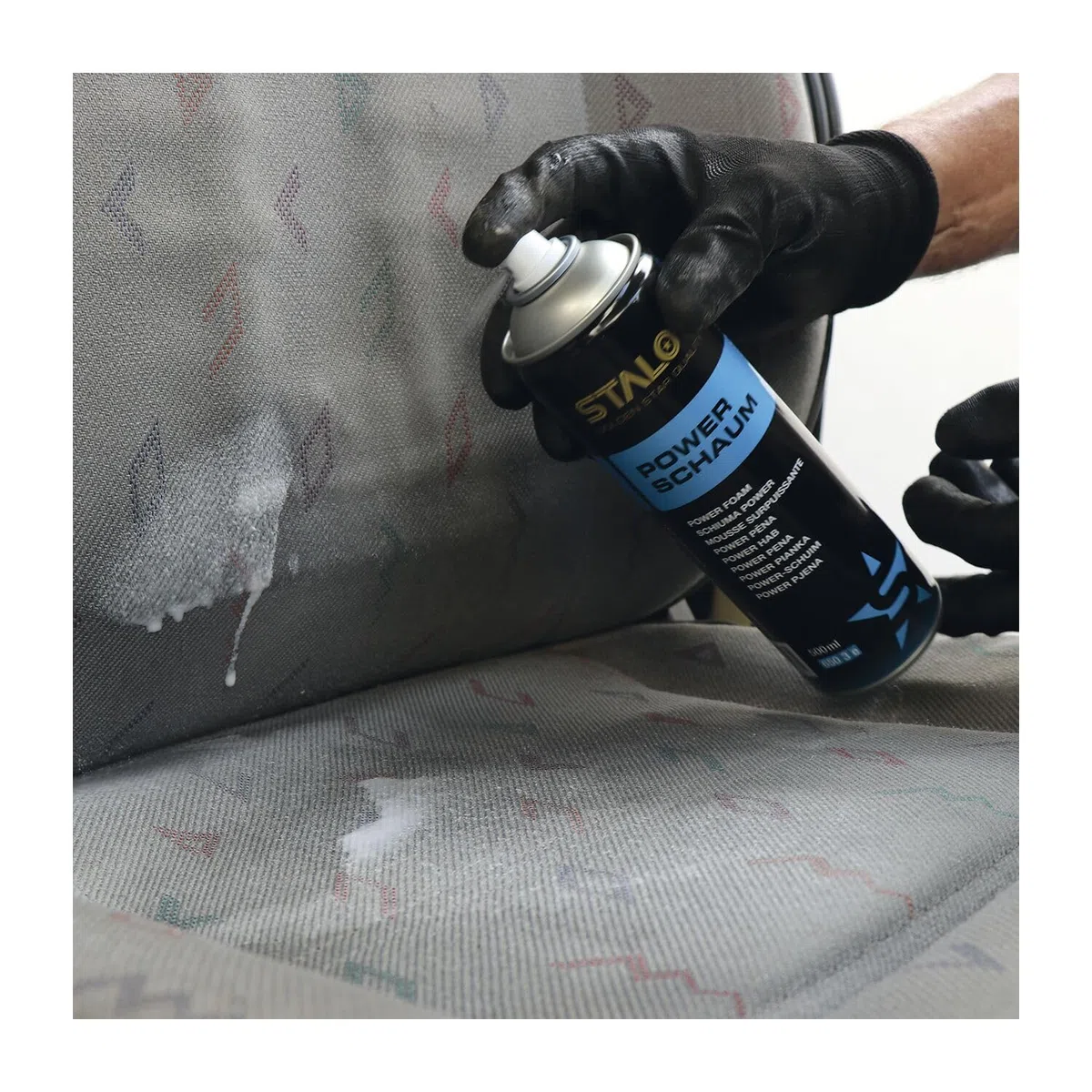 Staloc Powerschaum Set - Universal Schaumreiniger für hartnäckige Verschmutzungen, Allzweckreiniger Spray - 3x Reinigungsspray + 1x Mikrofasertuch