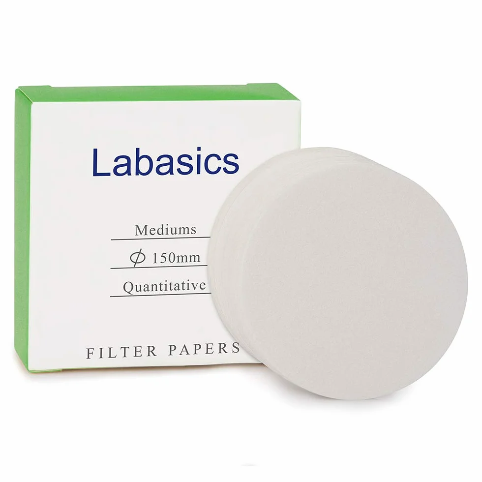 Labasics Quantitative Filterpapier Kreise, Zellulose Filterpapier mit 150mm Durchmesser und Einer Filtrationsgeschwindigkeit von 20 Mikron, Packung mit 100 Stück