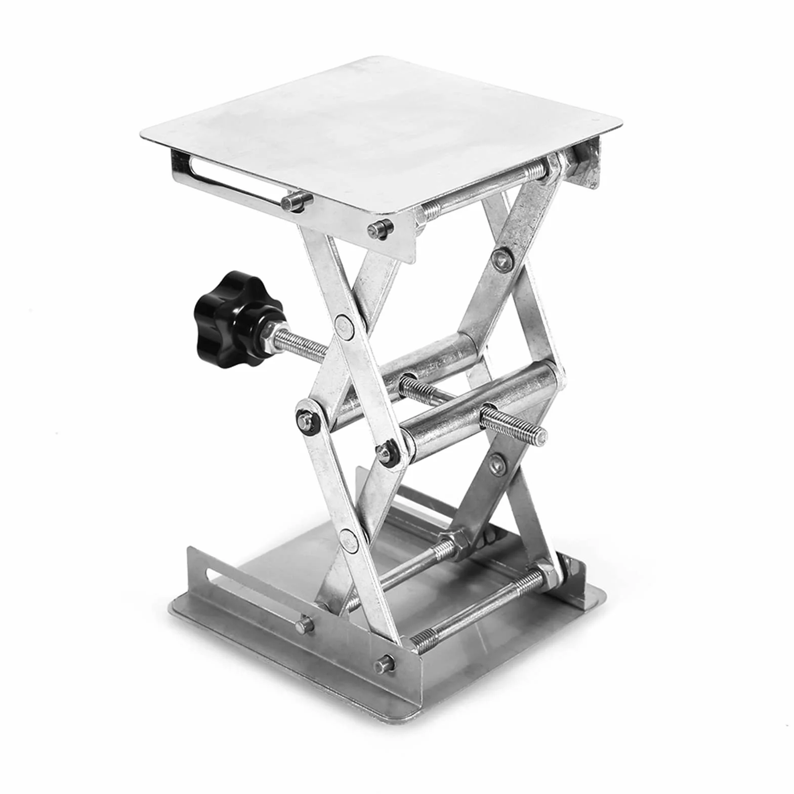 Lab Jack Scherenständer Scherenplattform Ständer Edelstahl 100X100Mm Lab Lift Hebebühnen Ständer Rack Schere Edelstahl