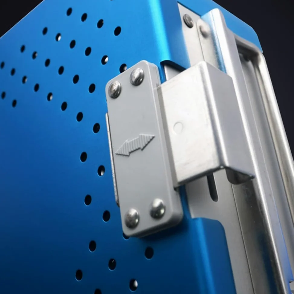 Medizinische Instrumentenbox aus Aluminiumlegierung, Desinfektionsbox für medizinische Instrumente, Sterilisationstablett für orthopädische Instrumente, 24 x 18 x 6 cm