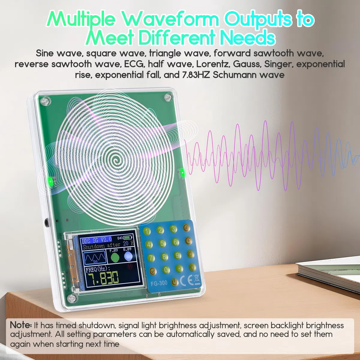Schumann Frequenz Generator 7,83 Hz Frequenzgerät, Tragbarer Frequenzgenerator 0,01Hz-200kHz mit 13 Wellenformen, 1000 mAh Akku Wiederaufladbarer Schumann Resonanz Sinuswellen Generator Maschine