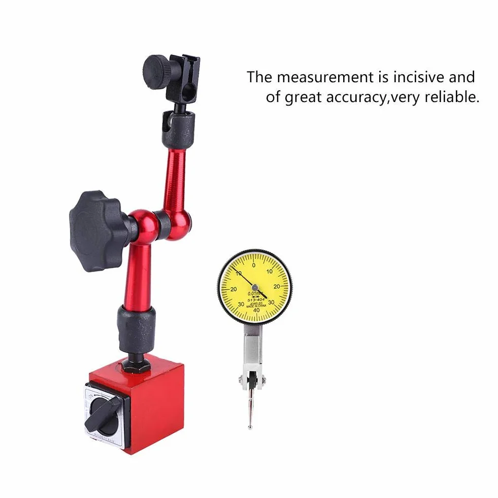 Messuhr mit Magnethalter, Messuhrhalter 0~0,8 mm Hochpräziser Magnet-Messstativ mit zentraler Klemmung für Messuhr