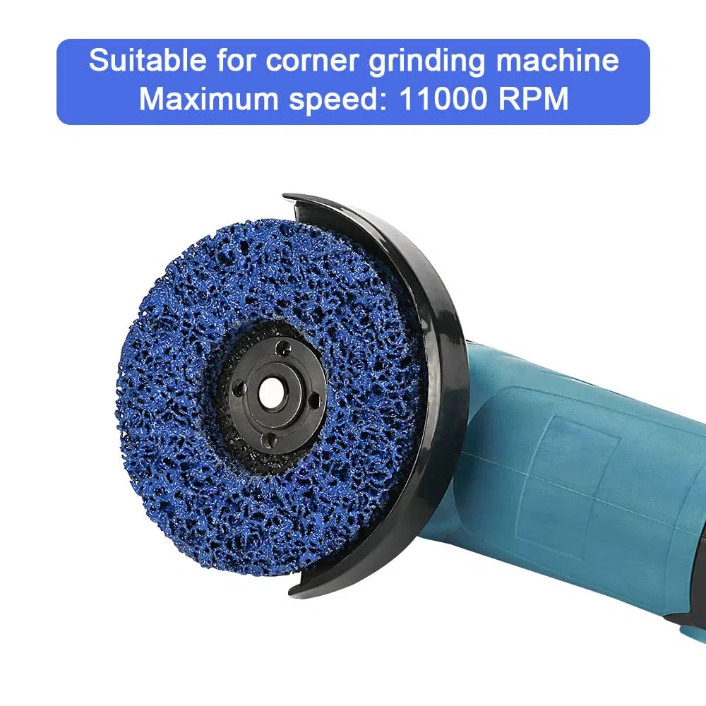 CSD Scheibe Schleifscheibe, Ø 125mm Reinigungsscheibe Set, Grobreinigungsscheibe für Winkelschleifer, Clean Strip Disc Nylongewebescheibe für Schleifens Polierens Rostentfernung (5 Stück - Blau)