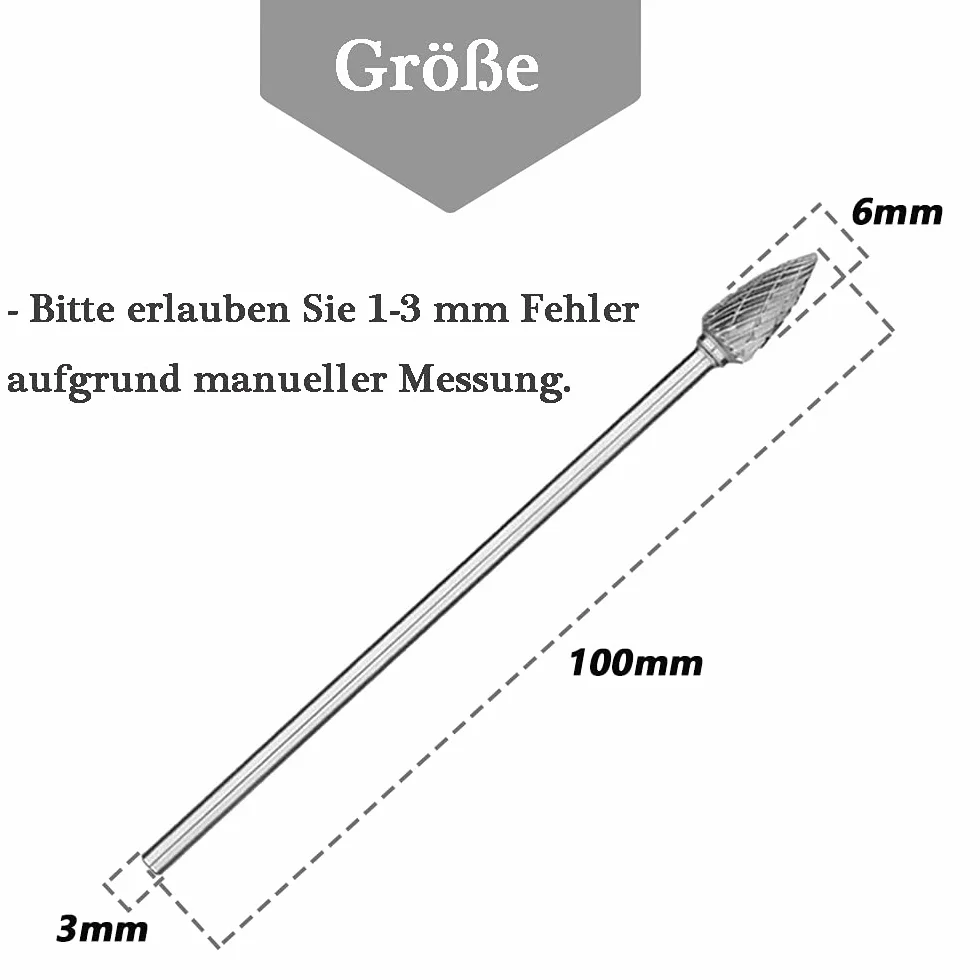 Mesee 10 Stück Rotary Burr Set, Wolframstahl Frässtifte, Raspel Set Hartmetall Frässtift Rotary Burr, Holzbearbeitung Schleifkopf Drehwerkzeug Wolframstahl Grinder für Schnitzen, Gravur, Bohren-100mm