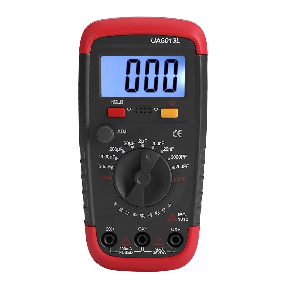Digitales Kapazitätsmessgerät, Multimeter, Professioneller Kondensator Tester, 0.1pF - 20000uF mit LCD Hintergrundbeleuchtung und Sicherheitsmantel Max 1999 Display