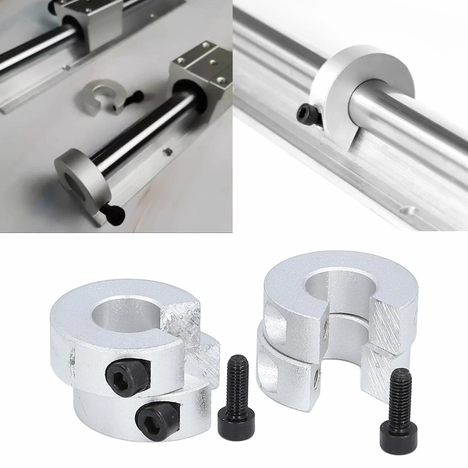 Set mit 4 Schellen für Linearschiene, ID-Ringe, 16 mm, Durchmesser 35 mm, Dicke 10 mm, Befestigungsring für Wellenbegrenzung aus Aluminiumlegierung mit M4-Schraube, All-in-One-Zange