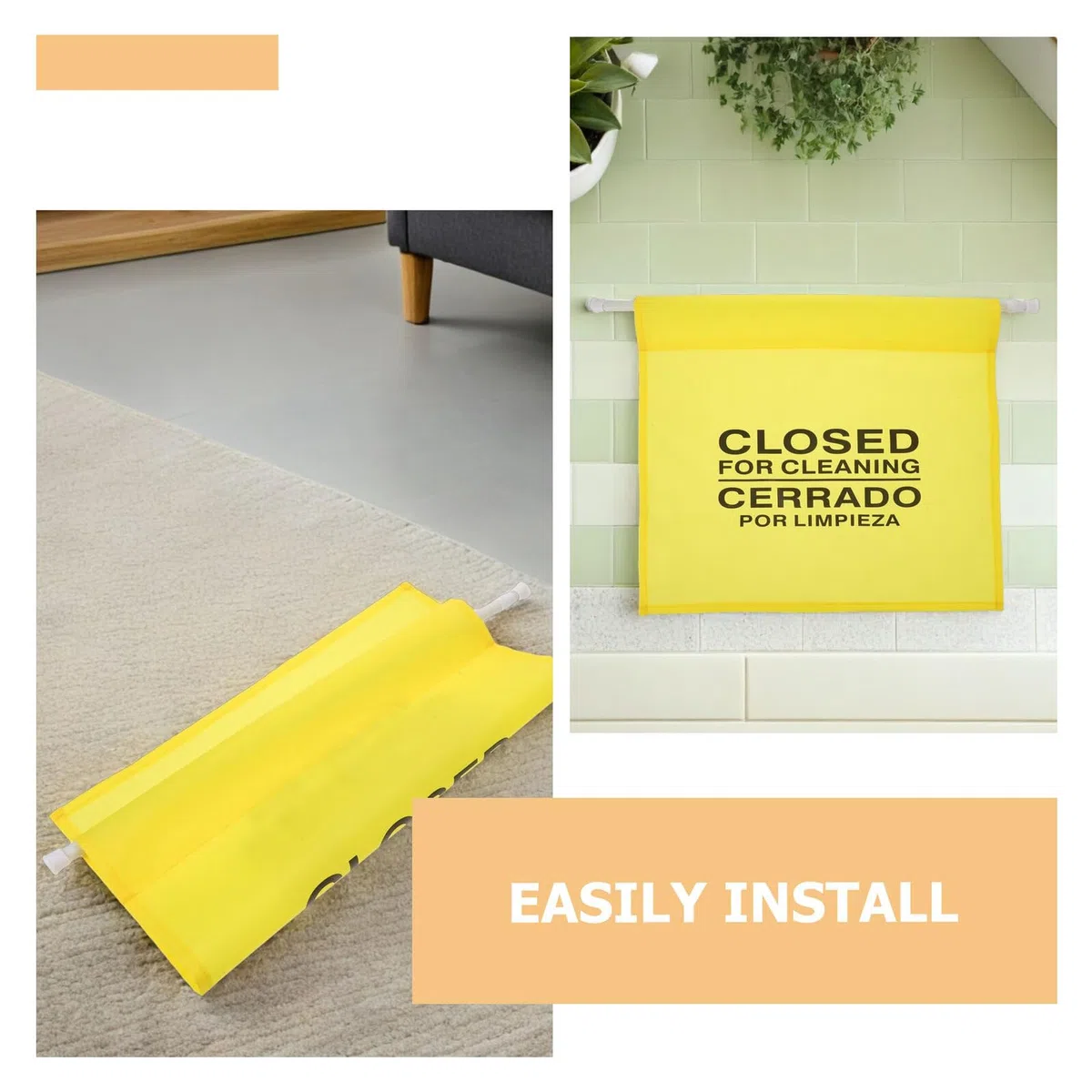 SHINEOFI Warnschild Reinigung Geschlossen Gelb Türschild aus Kunststoff 60x39cm Tragbar Einfache Montage für Gewerbliche Reinigungsbereiche und Eingänge