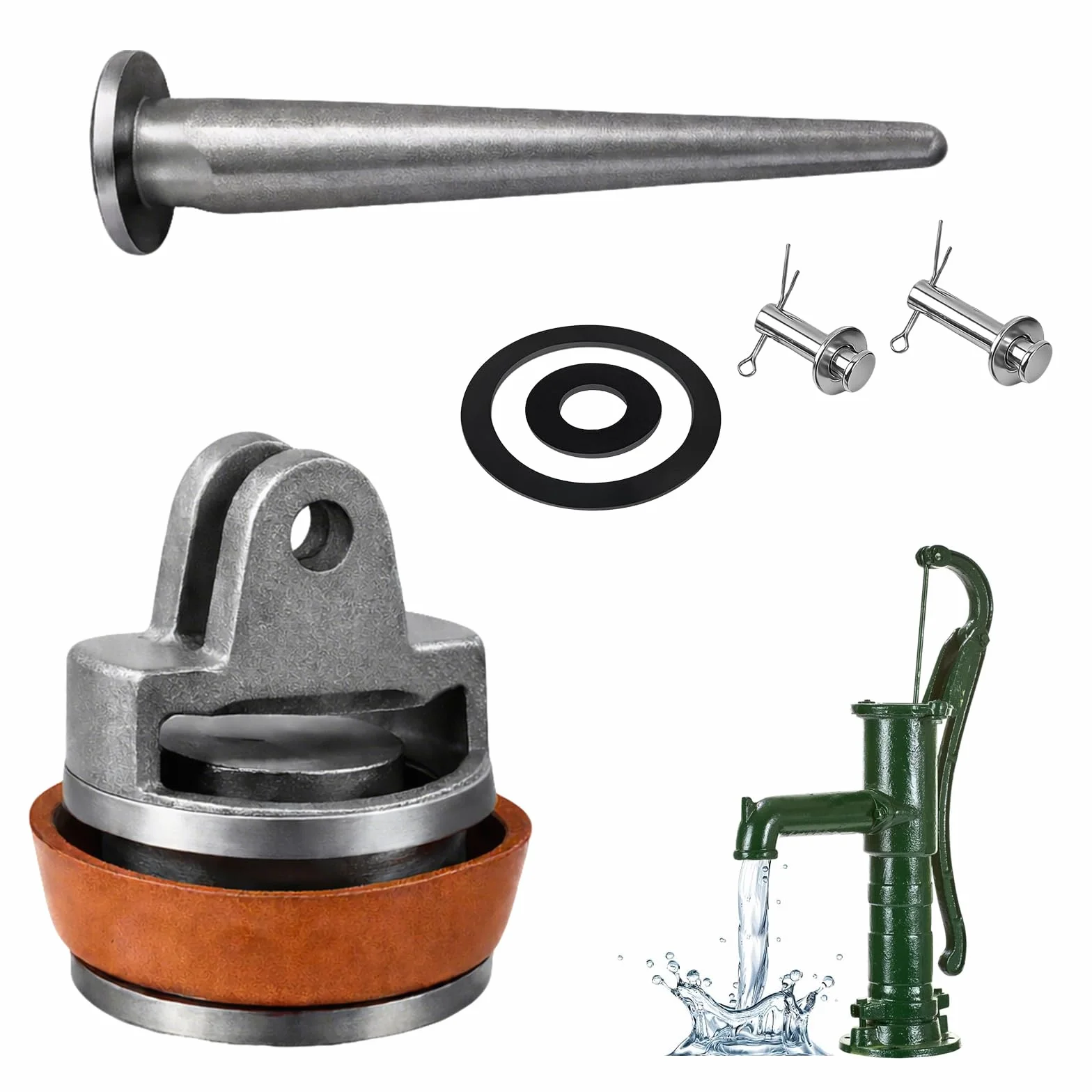 Ersatzkolben für Schwengelpumpen Typ 75 mit Nasenstechventil, Dichtungsring Kolben Bolzen Ledermanschette komplett ersatzteile Für Wasserpumpen, Gartenpumpe und Handpumpen